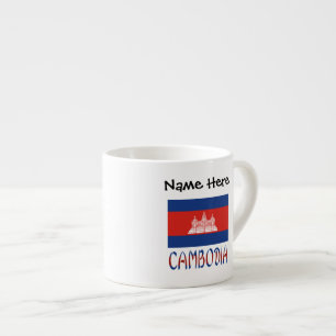 Cambodia Cambodian Flag Tiled Personalized  Espresso Cup