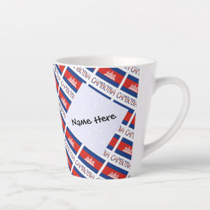 Cambodia Cambodian Flag Tiled Personalized  Latte Mug