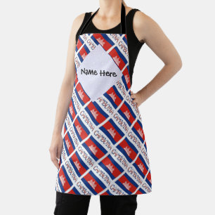 Cambodia Cambodian Flag Tiled Personalized Name  Apron