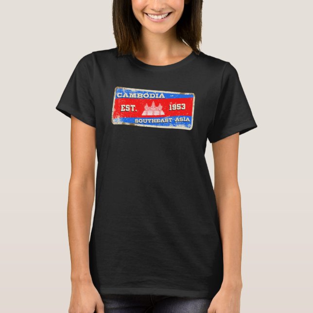 Cambodia Cambodian Khmer Proud Flag Day Temple T-Shirt (Front)