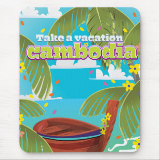 Cambodia cartoon travel poster art. mouse pad