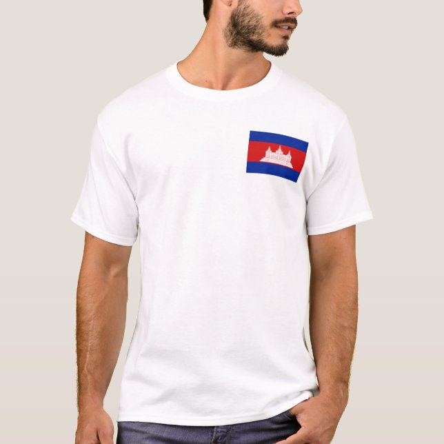Cambodia Flag and Map T-Shirt (Front)
