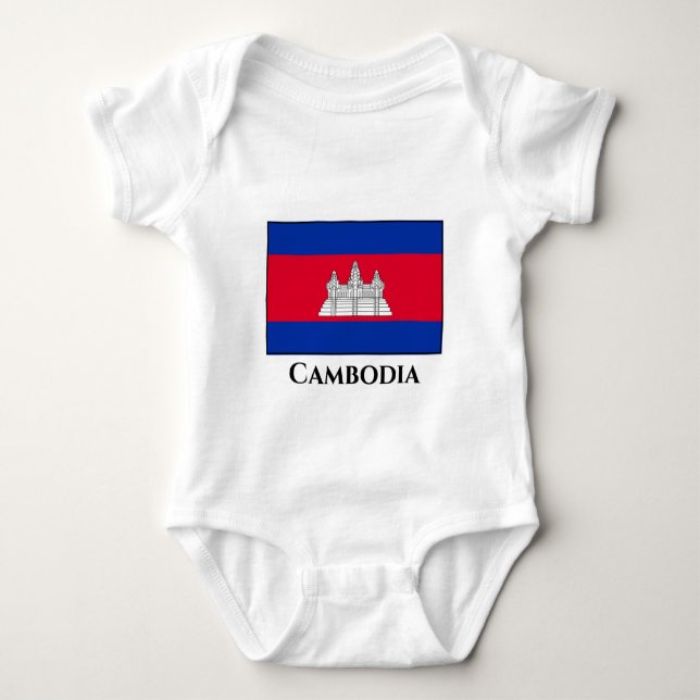 Cambodia Flag Baby Bodysuit (Front)