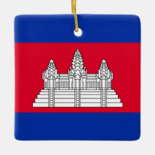 Cambodia Flag Ceramic Ornament