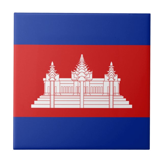 Cambodia Flag Ceramic Tile (Front)