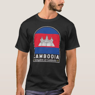 Cambodia Flag Emblem Distressed Vintage T-Shirt