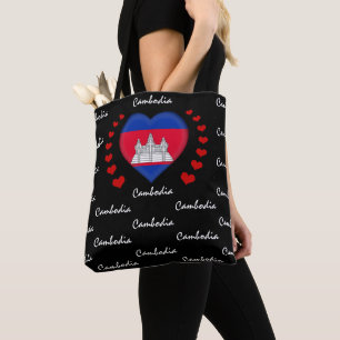 Cambodia Flag, Heart Cambodian Flag fashion /sport Tote Bag