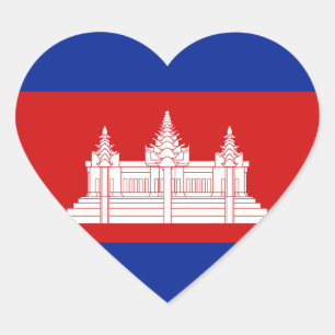 Cambodia Flag Heart Sticker