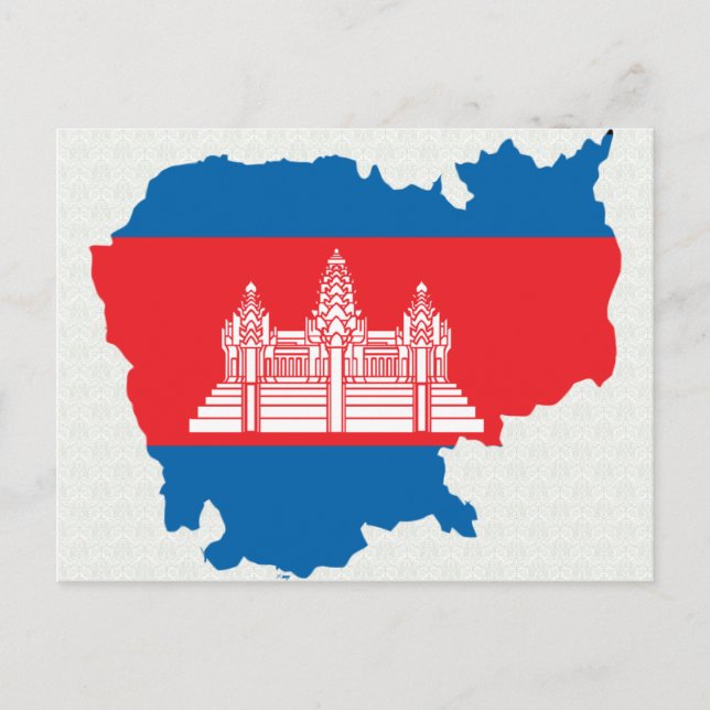Cambodia Flag Map full size Postcard (Front)