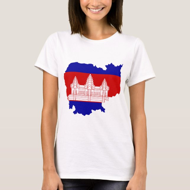 Cambodia Flag map KH T-Shirt (Front)