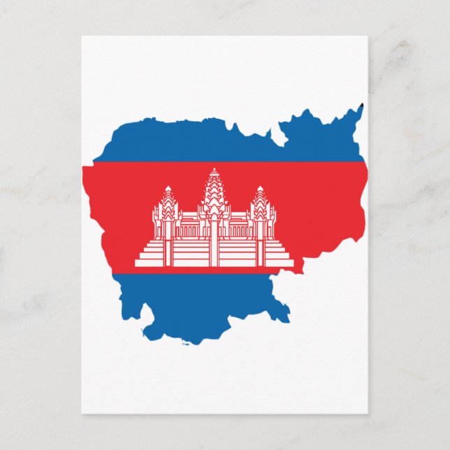 Cambodia flag map postcard (Front)