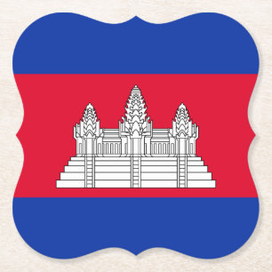 Cambodia Flag Paper Coaster
