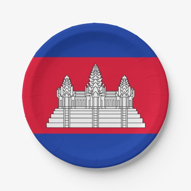Cambodia Flag Paper Plate (Front)