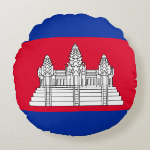 Cambodia Flag Round Pillow