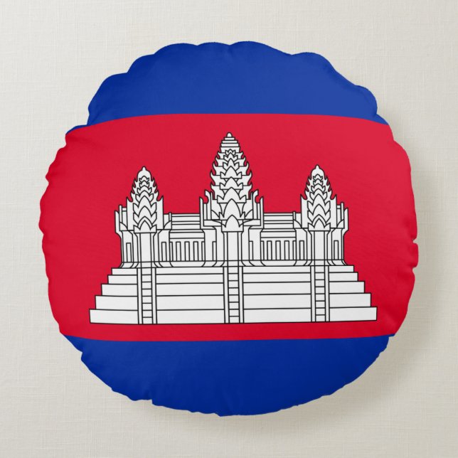 Cambodia Flag Round Pillow (Front)