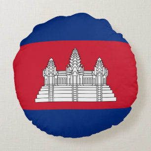 Cambodia flag round pillow
