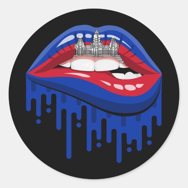 Cambodia lips pride root flag classic round sticker (Front)