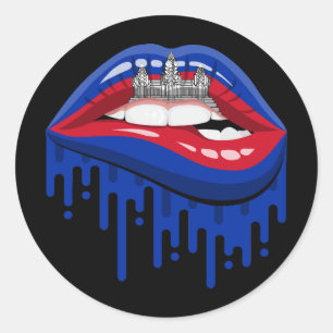 Cambodia lips pride root flag classic round sticker