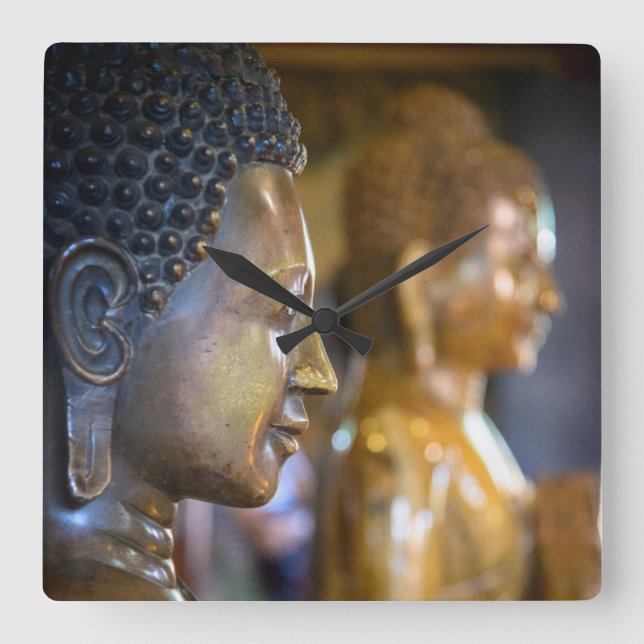 Cambodia, Phnom Penh. Buddha statues Square Wall Clock (Front)