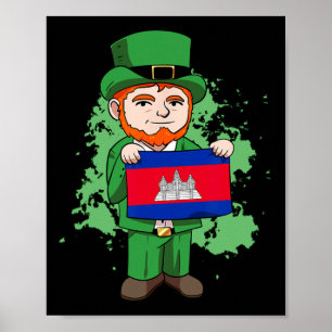 Cambodia Proud Cambodian Flag St. Patricks Day Lep Poster