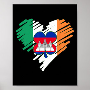 Cambodia Proud Cambodian Flag St. Patricks Day Sha Poster