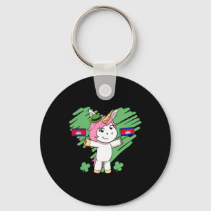 Cambodia Proud Cambodian Flag St. Patricks Day Uni Keychain