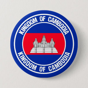 Cambodia Round Emblem 3 Inch Round Button