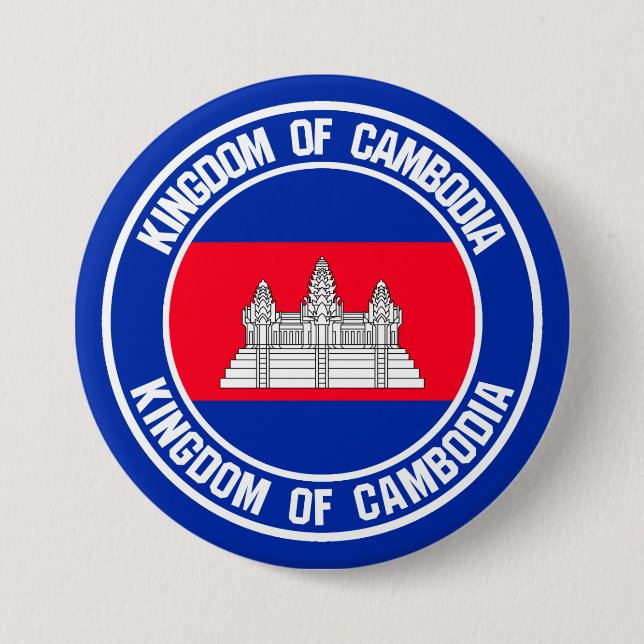 Cambodia Round Emblem 3 Inch Round Button (Front)