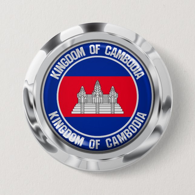 Cambodia Round Emblem 3 Inch Round Button (Front)