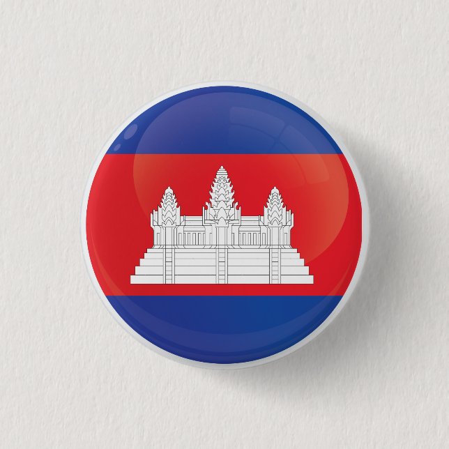 Cambodia  Round Icon Flag  1 Inch Round Button (Front)