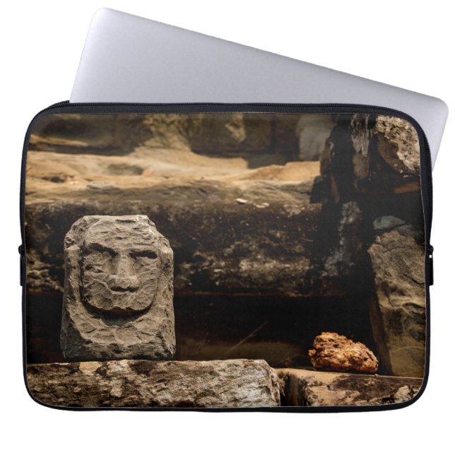 Cambodia Smiling Stone Totem Laptop Sleeve (Front)