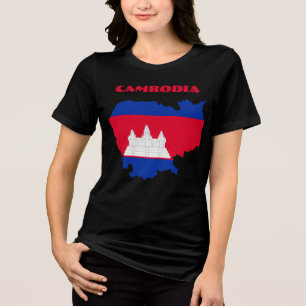 CAMBODIA Special Customizable Black Tourist Tri-Blend Shirt