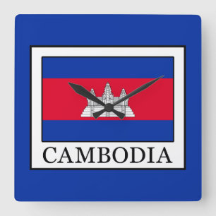 Cambodia Square Wall Clock