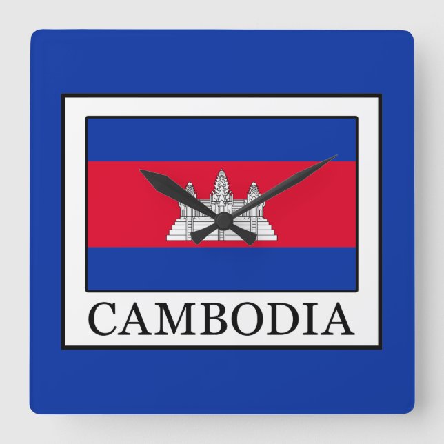 Cambodia Square Wall Clock (Front)