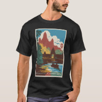 Cambodia Temple Illustration Travel Art Vintage