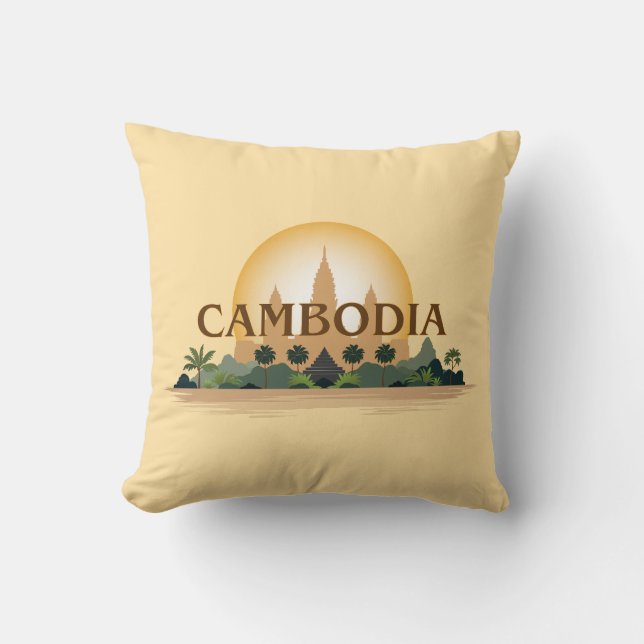 Cambodia Throw Pillow (Front)