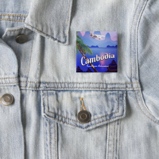 Cambodia 'Travel into Adventure' 2 Inch Square Button