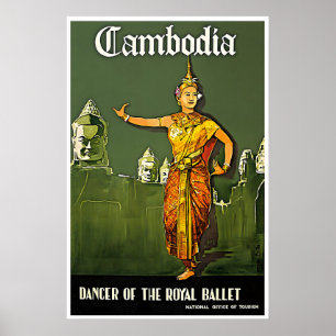 Cambodia Travel Poster Cambodian Art Khmer Print