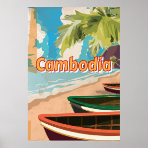 Cambodia Vintage travel poster