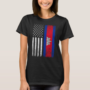 Cambodian American Flag, funny khmer cambodian T-Shirt