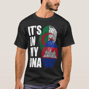 Cambodian And Algerian Mix DNA Flag Heritage T-Shirt