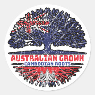 Cambodian Cambodia Australian Australia Tree Roots Classic Round Sticker