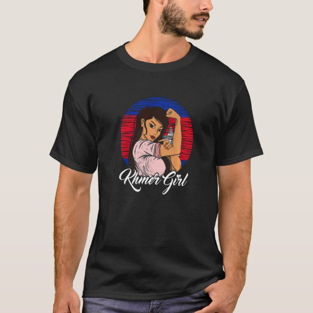 Cambodian Flag Cambodia Cambodian Girl   T-Shirt (Front)