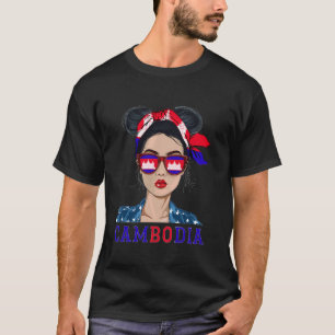 Cambodian Flag Souvenirs Woman Uniform Dress Girl T-Shirt