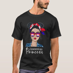 Cambodian Flag Souvenirs Woman Uniform Princess Ha T-Shirt