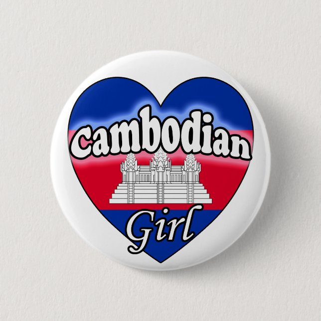 Cambodian Girl 2 Inch Round Button (Front)