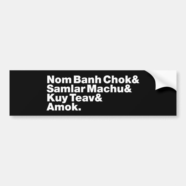 Cambodian / Khmer Street Food Bumper Sticker (Front)