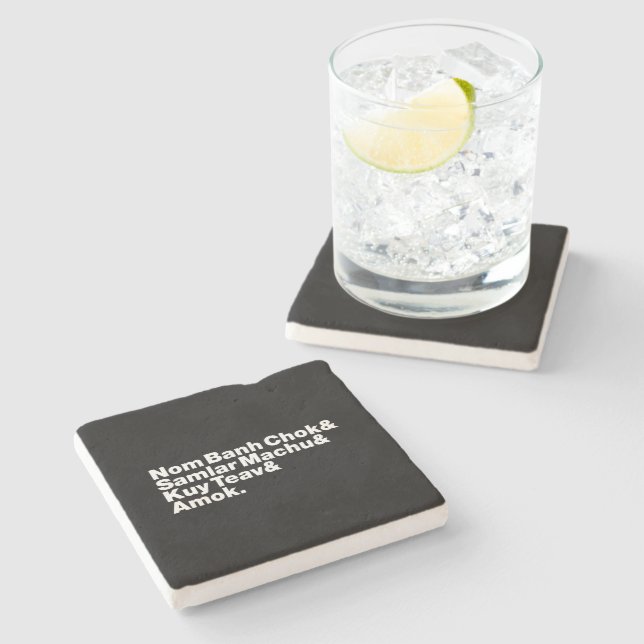 Cambodian / Khmer Street Food Stone Coaster (Side)