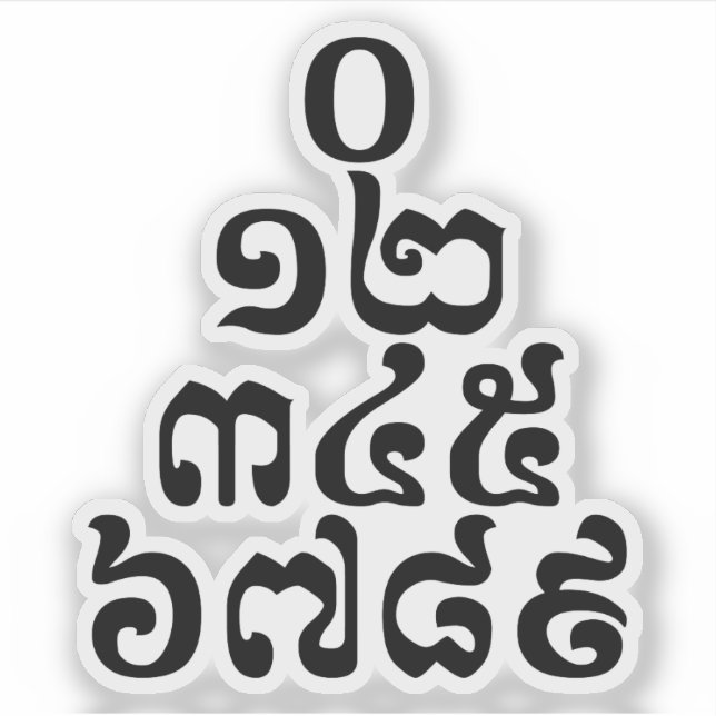 Cambodian Numbers Pyramid - 0 12 345 6789 Khmer (Front)