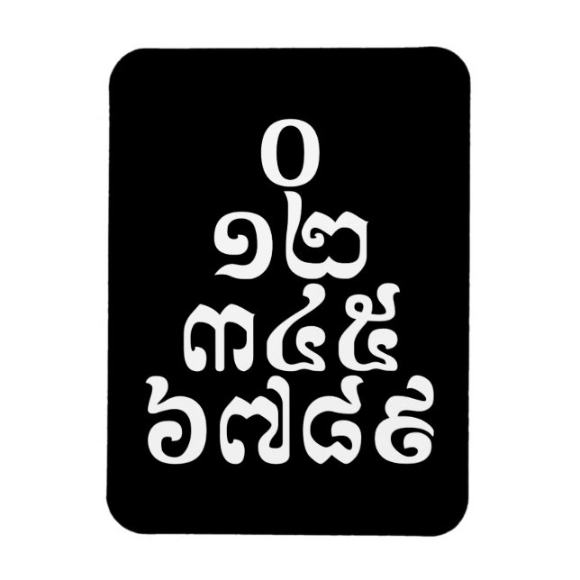 Cambodian Numbers Pyramid - 0 12 345 6789 Khmer Magnet (Vertical)